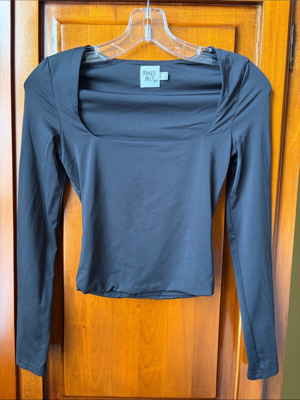 Black Princess Polly Long Sleeve Crop Top